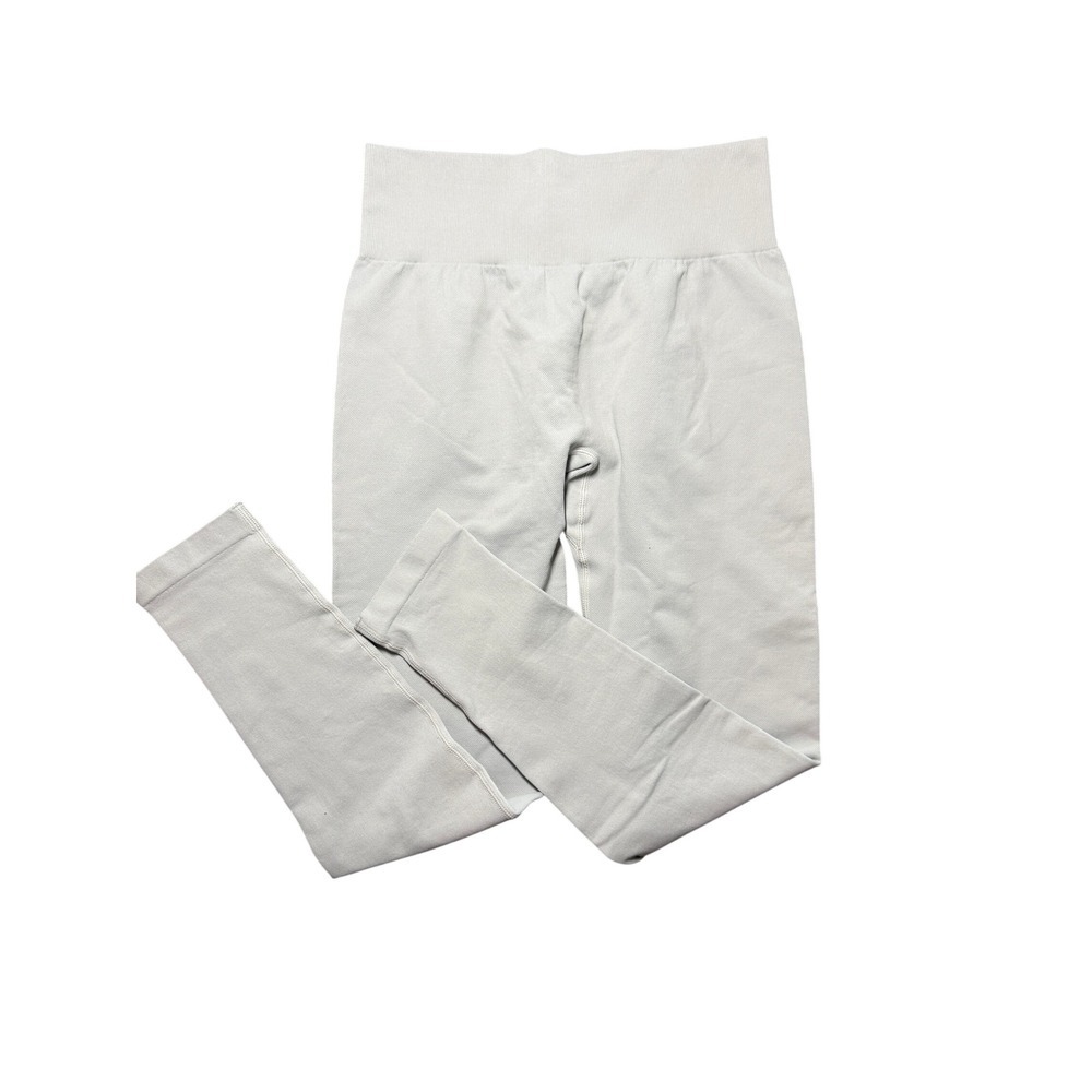 OQQ Womens Seamless Scrunch Butt High Waisted Ribbed Leggings Light Gray Size M